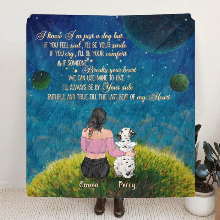 Personalized Memorial Pet Mom Quilt/Fleece Blanket - Gift Idea For Dog/Cat Lovers - Up to 3 Pets - I'll Always Be By Your Side