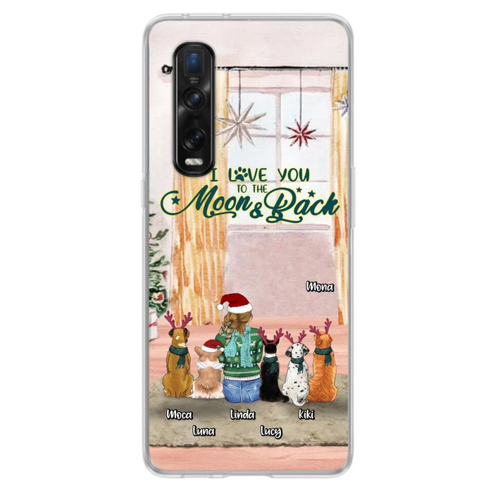 Personalized Christmas Dog Mom Phone Case - Up to 5 Dogs - Gift Idea For Dog Lover/Dog Mom - I Love You To The Moon & Back - Case For Oppo, Xiaomi & Huawei
