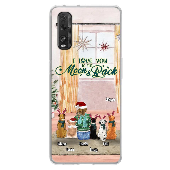 Personalized Christmas Dog Mom Phone Case - Up to 5 Dogs - Gift Idea For Dog Lover/Dog Mom - I Love You To The Moon & Back - Case For Oppo, Xiaomi & Huawei