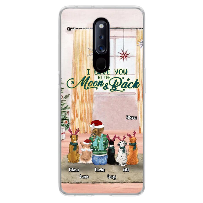 Personalized Christmas Dog Mom Phone Case - Up to 5 Dogs - Gift Idea For Dog Lover/Dog Mom - I Love You To The Moon & Back - Case For Oppo, Xiaomi & Huawei