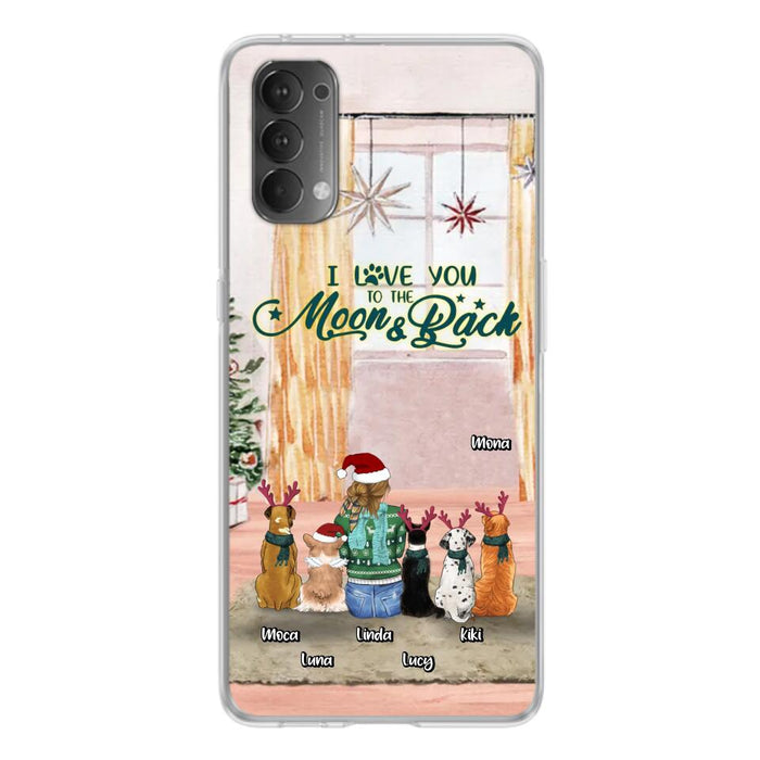 Personalized Christmas Dog Mom Phone Case - Up to 5 Dogs - Gift Idea For Dog Lover/Dog Mom - I Love You To The Moon & Back - Case For Oppo, Xiaomi & Huawei