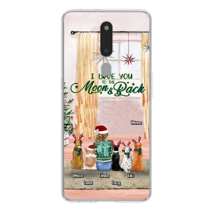 Personalized Christmas Dog Mom Phone Case - Up to 5 Dogs - Gift Idea For Dog Lover/Dog Mom - I Love You To The Moon & Back - Case For Oppo, Xiaomi & Huawei