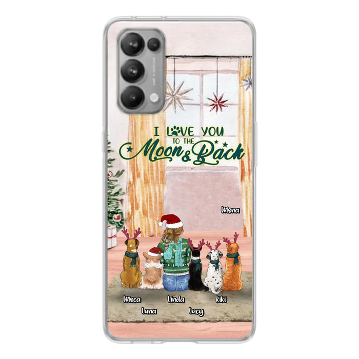 Personalized Christmas Dog Mom Phone Case - Up to 5 Dogs - Gift Idea For Dog Lover/Dog Mom - I Love You To The Moon & Back - Case For Oppo, Xiaomi & Huawei