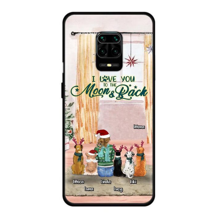 Personalized Christmas Dog Mom Phone Case - Up to 5 Dogs - Gift Idea For Dog Lover/Dog Mom - I Love You To The Moon & Back - Case For Oppo, Xiaomi & Huawei