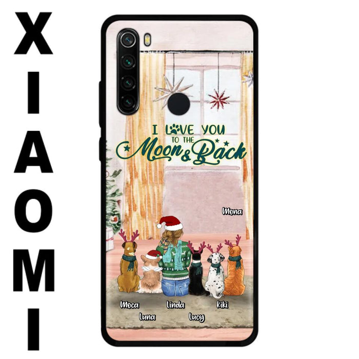 Personalized Christmas Dog Mom Phone Case - Up to 5 Dogs - Gift Idea For Dog Lover/Dog Mom - I Love You To The Moon & Back - Case For Oppo, Xiaomi & Huawei