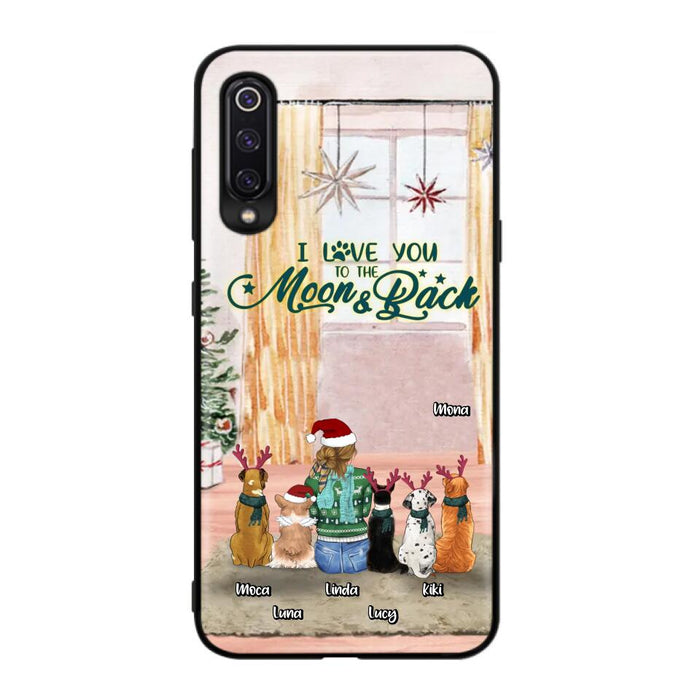 Personalized Christmas Dog Mom Phone Case - Up to 5 Dogs - Gift Idea For Dog Lover/Dog Mom - I Love You To The Moon & Back - Case For Oppo, Xiaomi & Huawei