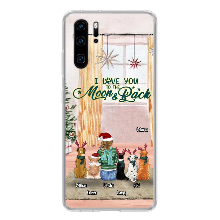 Personalized Christmas Dog Mom Phone Case - Up to 5 Dogs - Gift Idea For Dog Lover/Dog Mom - I Love You To The Moon & Back - Case For Oppo, Xiaomi & Huawei