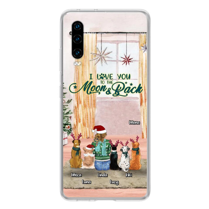 Personalized Christmas Dog Mom Phone Case - Up to 5 Dogs - Gift Idea For Dog Lover/Dog Mom - I Love You To The Moon & Back - Case For Oppo, Xiaomi & Huawei
