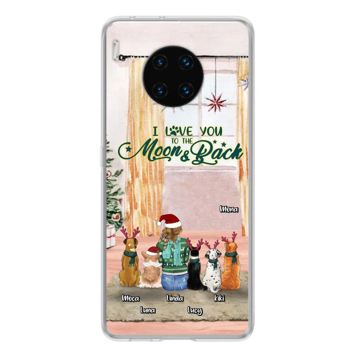 Personalized Christmas Dog Mom Phone Case - Up to 5 Dogs - Gift Idea For Dog Lover/Dog Mom - I Love You To The Moon & Back - Case For Oppo, Xiaomi & Huawei