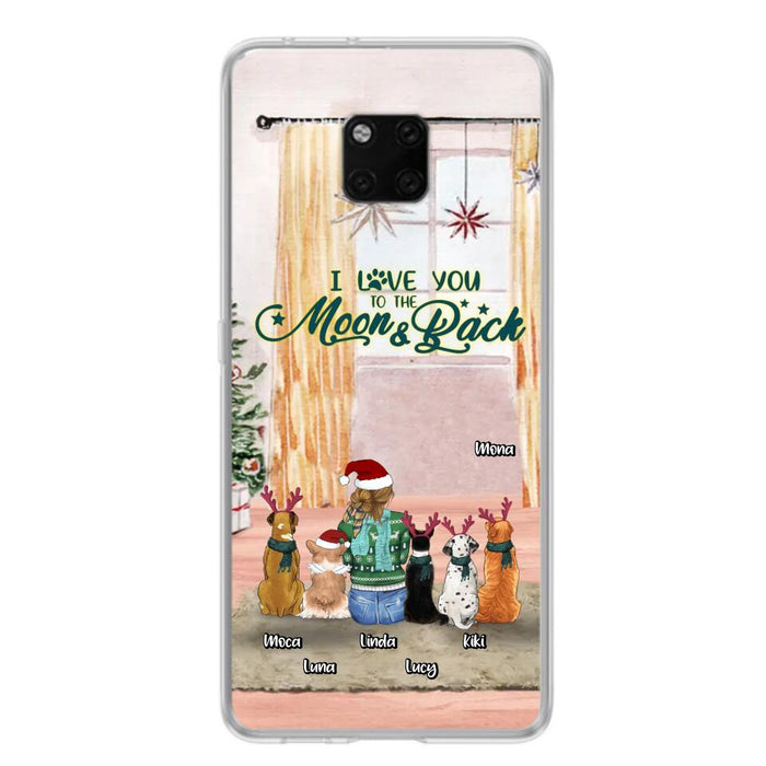 Personalized Christmas Dog Mom Phone Case - Up to 5 Dogs - Gift Idea For Dog Lover/Dog Mom - I Love You To The Moon & Back - Case For Oppo, Xiaomi & Huawei