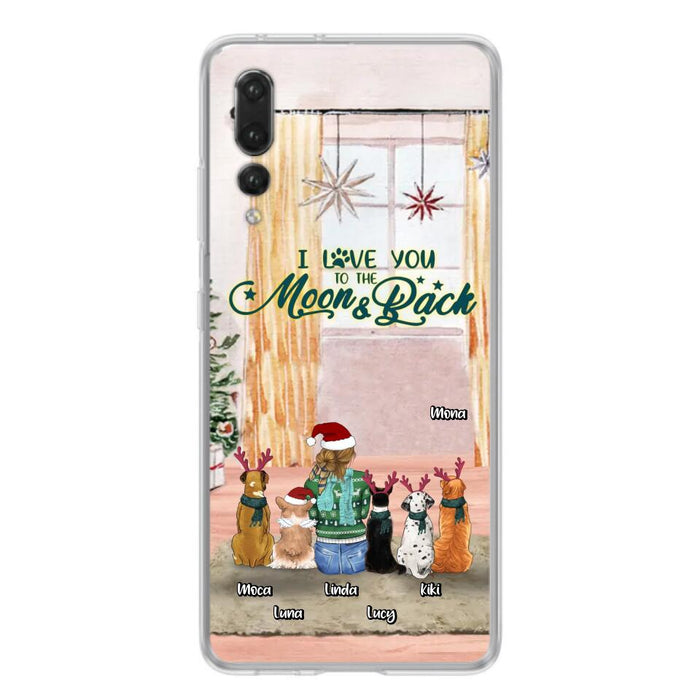 Personalized Christmas Dog Mom Phone Case - Up to 5 Dogs - Gift Idea For Dog Lover/Dog Mom - I Love You To The Moon & Back - Case For Oppo, Xiaomi & Huawei