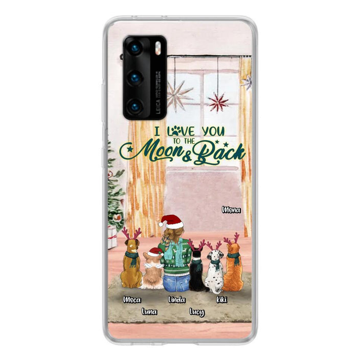 Personalized Christmas Dog Mom Phone Case - Up to 5 Dogs - Gift Idea For Dog Lover/Dog Mom - I Love You To The Moon & Back - Case For Oppo, Xiaomi & Huawei