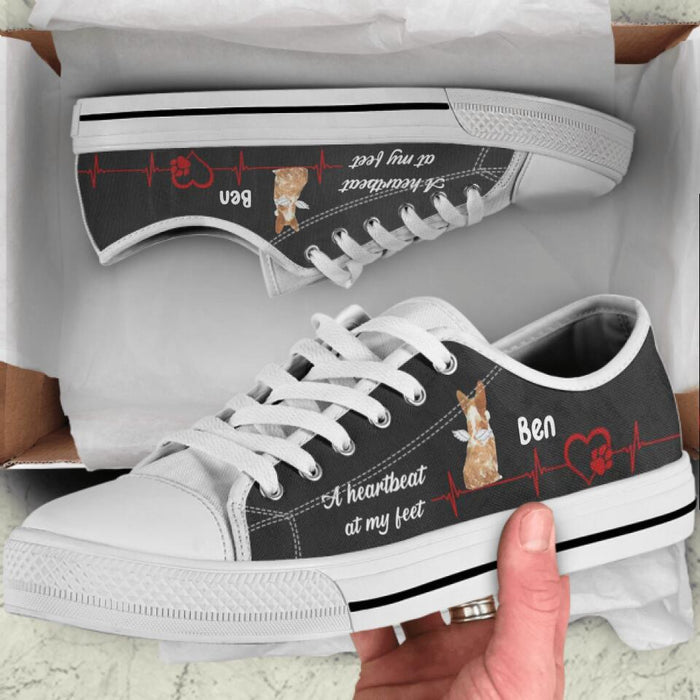 Personalized Dog Sneakers - Gift Idea For Dog Lovers - Up to 3 Dogs - A Heart Beat At My Feet