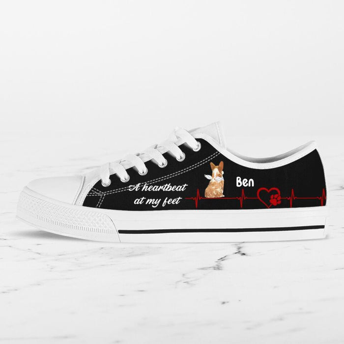 Personalized Dog Sneakers - Gift Idea For Dog Lovers - Up to 3 Dogs - A Heart Beat At My Feet
