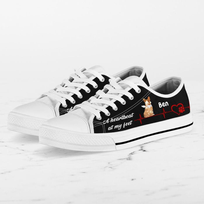 Personalized Dog Sneakers - Gift Idea For Dog Lovers - Up to 3 Dogs - A Heart Beat At My Feet