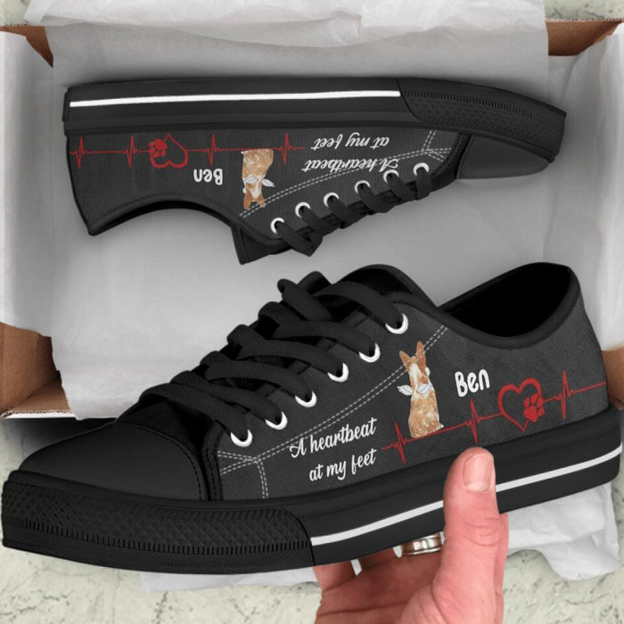 Personalized Dog Sneakers - Gift Idea For Dog Lovers - Up to 3 Dogs - A Heart Beat At My Feet