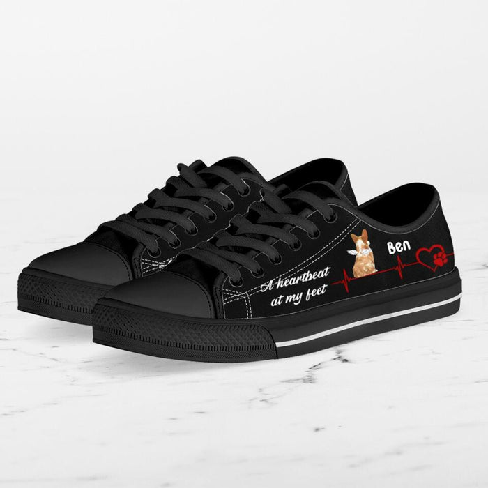 Personalized Dog Sneakers - Gift Idea For Dog Lovers - Up to 3 Dogs - A Heart Beat At My Feet