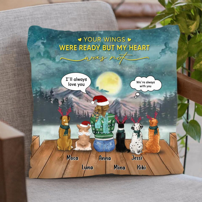 Personalized Christmas Dog Mom Quilt/Fleece Blanket/Pillow Cover - Up to 5 Dogs - Gift Idea For Dog Lover/Dog Mom - Your Wings Were Ready But My Heart Was Not