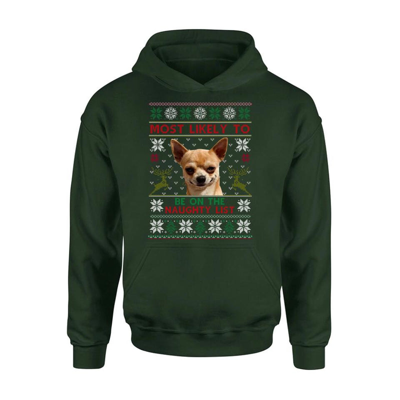Personalized Dog Photo T-Shirt - Christmas Gift Idea For Pet Lovers - Most Likely To Be On The Naughty List