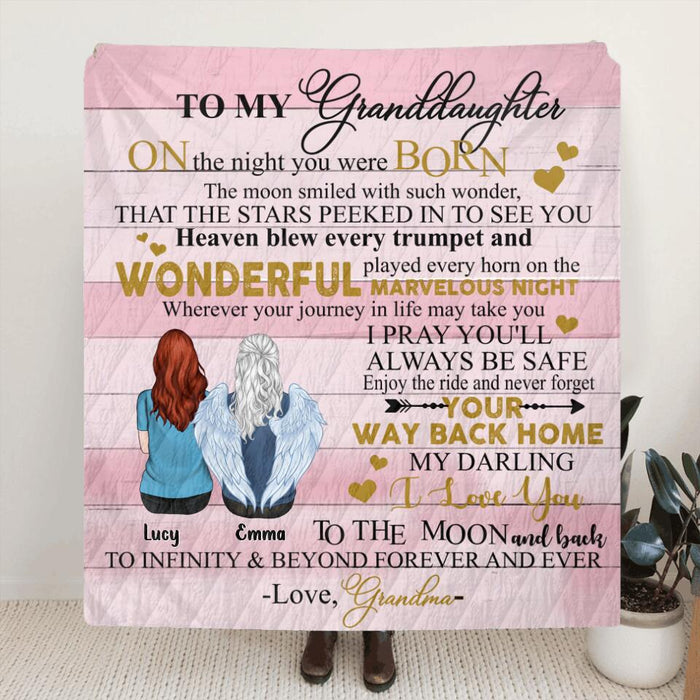 Personalized To My Granddaughter Fleece Throw Blanket/Quilt - Gift Idea For Granddaughter - On The Night You Were Born