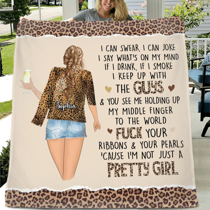 Personalized Girl Quilt/Fleece Blanket - Bỉthday Gift For Girl - I'm Not Just A Pretty Girl