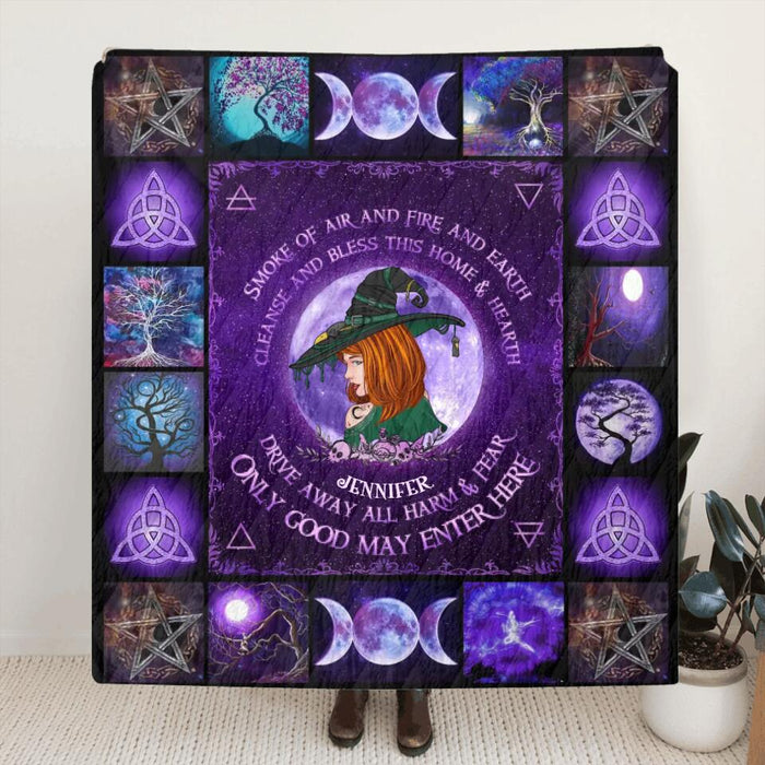 Personalized Witch Fleece Throw Blanket/Quilt - Gift Idea For Witch Lovers/Halloween - Only Good May Enter Here