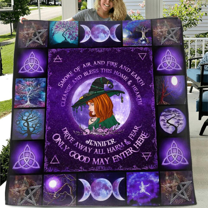 Personalized Witch Fleece Throw Blanket/Quilt - Gift Idea For Witch Lovers/Halloween - Only Good May Enter Here