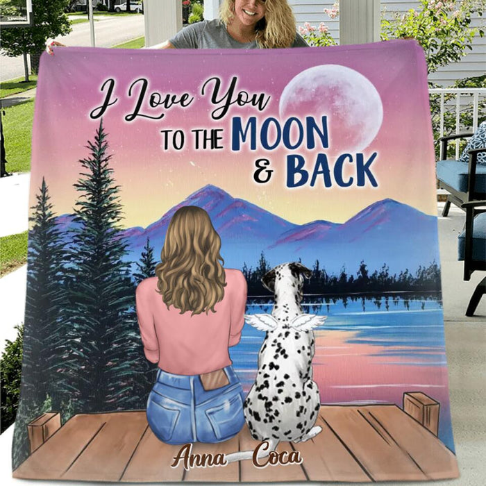 Personalized Memorial Pet Pillow Cover/Fleece/Quilt Blanket - Up to 4 Pets - Gift For Dog/Cat Lover - I Love You To The Moon & Back