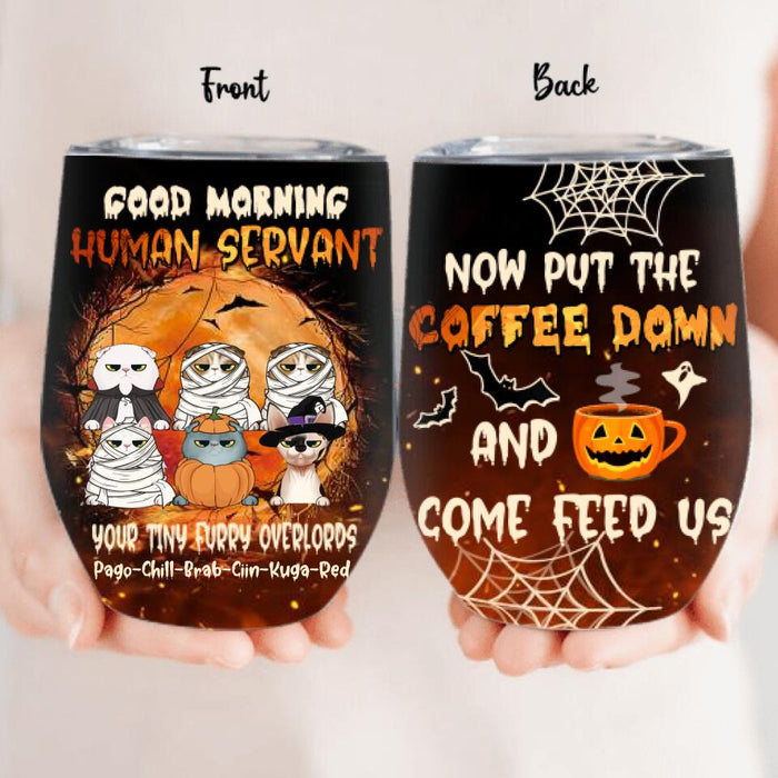Personalized Halloween Cats Wine Tumbler - Up To 6 Cats - Best Gift For Cat Lover