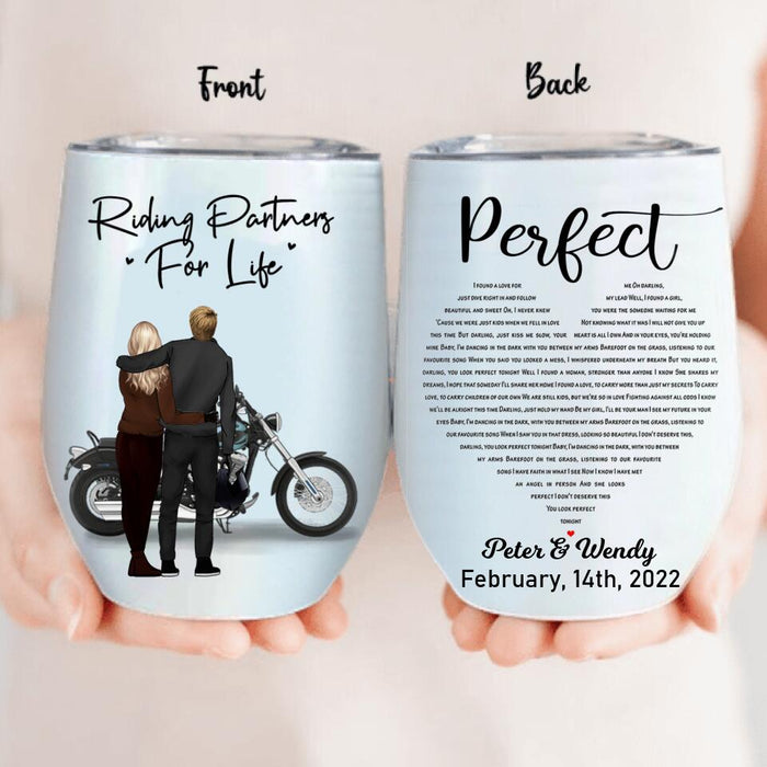 Personalized Perfect Heart Couple Motorbike Wine Tumbler - Valentine's Day Gift Idea For Couple