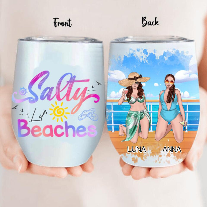 Personalized Cruising Friends Wine Tumbler - Up to 4 People - Gift Idea For Friends - Salty Lil' Beaches