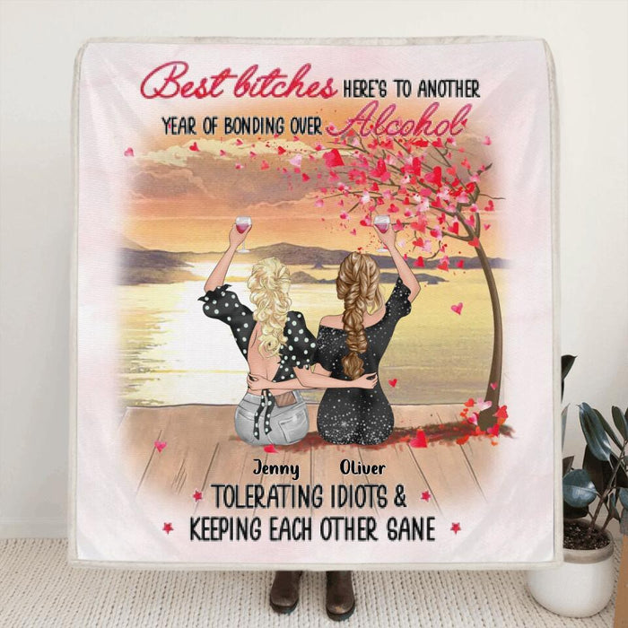 Personalized Friends Fleece Throw Blanket/Quilt - Up to 4 Friends - Gift Idea For Friends/Sisters/Besties