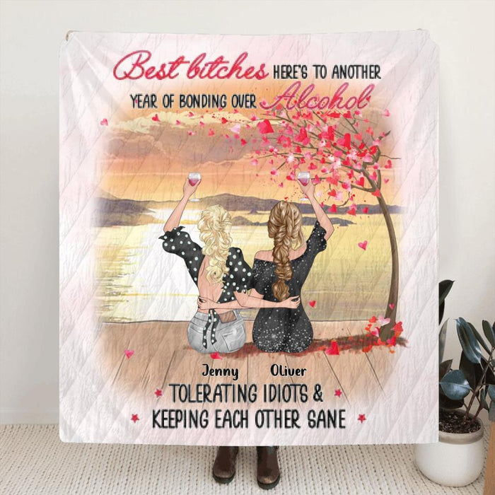 Personalized Friends Fleece Throw Blanket/Quilt - Up to 4 Friends - Gift Idea For Friends/Sisters/Besties