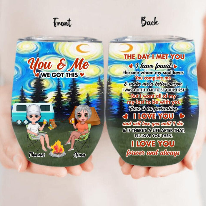 Personalized Couple Camping Wine Tumbler - Gift Idea For Camping Lover - I Love You Forever And Always