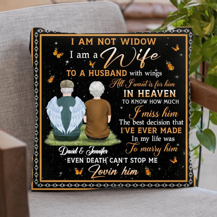 Personalized Memorial Couple Fleece Throw Blanket/Quilt/Pillow Cover - Memorial Gift Idea For Couple/Wife - I Am A Wife To A Husband With Wings