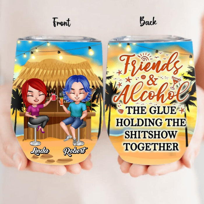 Personalized Friends Wine Tumbler - Up to 4 People - Gift Idea For Friends - Friends And Alcohol