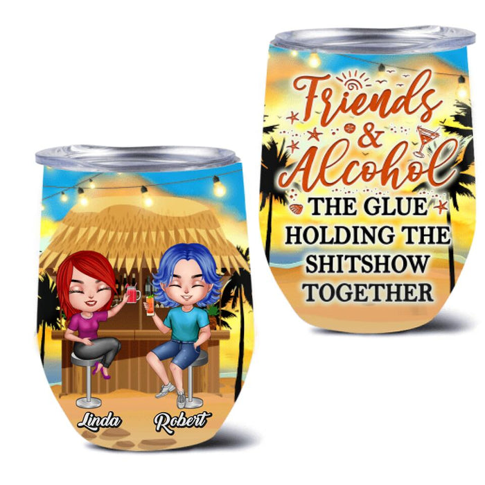 Personalized Friends Wine Tumbler - Up to 4 People - Gift Idea For Friends - Friends And Alcohol