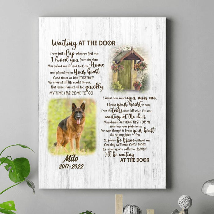 Personalized Memorial Dog Canvas - Upload Photo - Memorial Gift For Dog Lover - Waiting At The Door