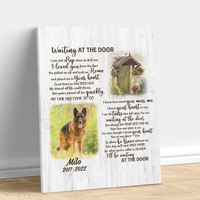 Personalized Memorial Dog Canvas - Upload Photo - Memorial Gift For Dog Lover - Waiting At The Door