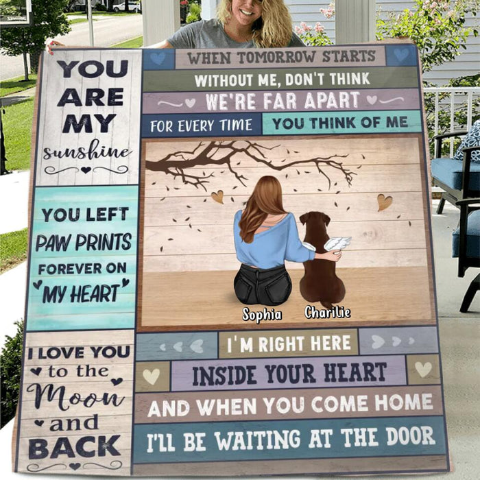 Personalized Memorial Dog Mom Fleece/Quilt Blanket - Up to 3 Dogs - Memorial Gift For Dog Lover - I'll Be Waiting At The Door
