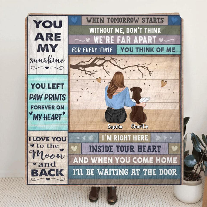 Personalized Memorial Dog Mom Fleece/Quilt Blanket - Up to 3 Dogs - Memorial Gift For Dog Lover - I'll Be Waiting At The Door