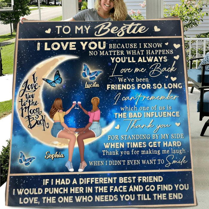 Personalized Besties Fleece Throw Blanket/Quilt/Pillow Cover - Gift Idea For Best Friends/Besties - To My Bestie