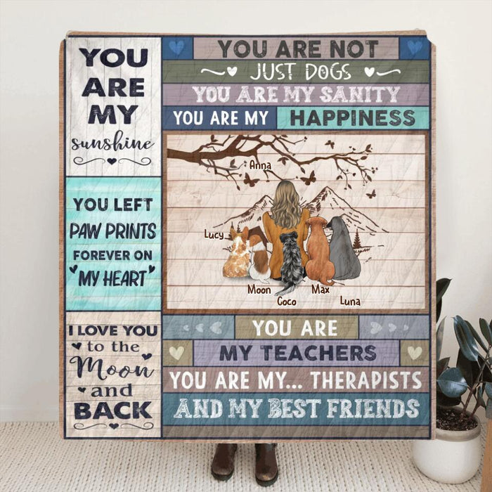 Personalized Pet Mom/Dad Quilt/Fleece Throw Blanket - Gift Idea For Dog/Cat Lovers - Up to 5 Dogs/Cats - You Are Not Just Dogs