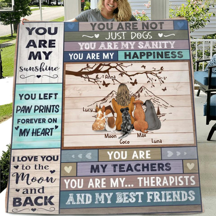 Personalized Pet Mom/Dad Quilt/Fleece Throw Blanket - Gift Idea For Dog/Cat Lovers - Up to 5 Dogs/Cats - You Are Not Just Dogs