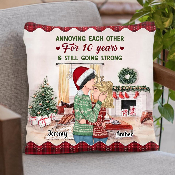 Personalized Christmas Couple Quilt/Fleece Blanket/Pillow Cover - Christmas/Anniversary Gift Idea For Couple - Annoying Each Other For Years And Still Going Strong
