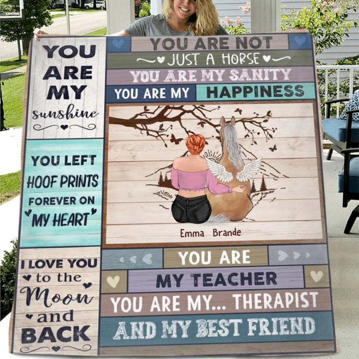 Personalized Horse Mom/Dad Quilt/Fleece Throw Blanket - Gift Idea For Horse Lovers - Up to 4 Horses - You Are Not Just Horses