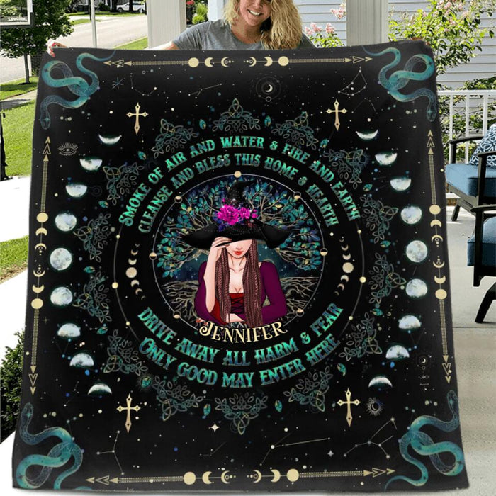 Personalized Wicca Fleece Throw Blanket/Quilt - Gift Idea For Halloween, Witch, Wicca Decor, Pagan Decor - Only Good May Enter Here
