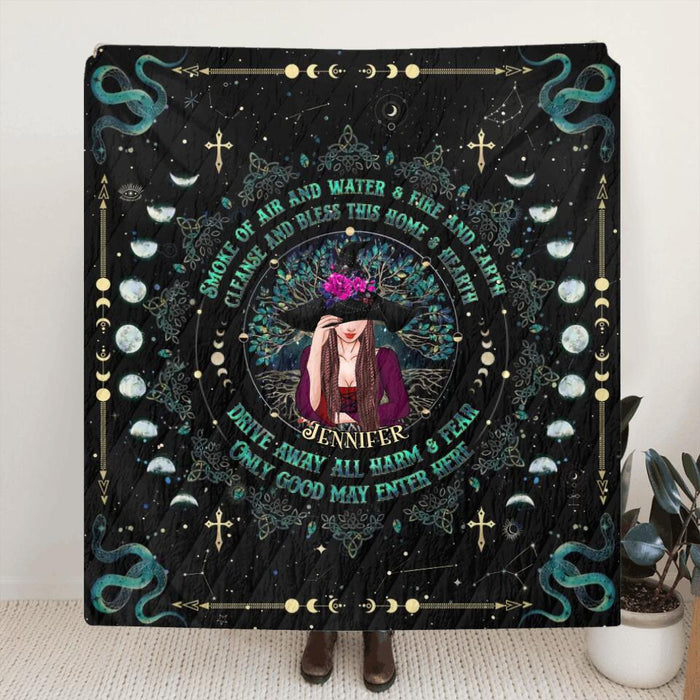 Personalized Wicca Fleece Throw Blanket/Quilt - Gift Idea For Halloween, Witch, Wicca Decor, Pagan Decor - Only Good May Enter Here