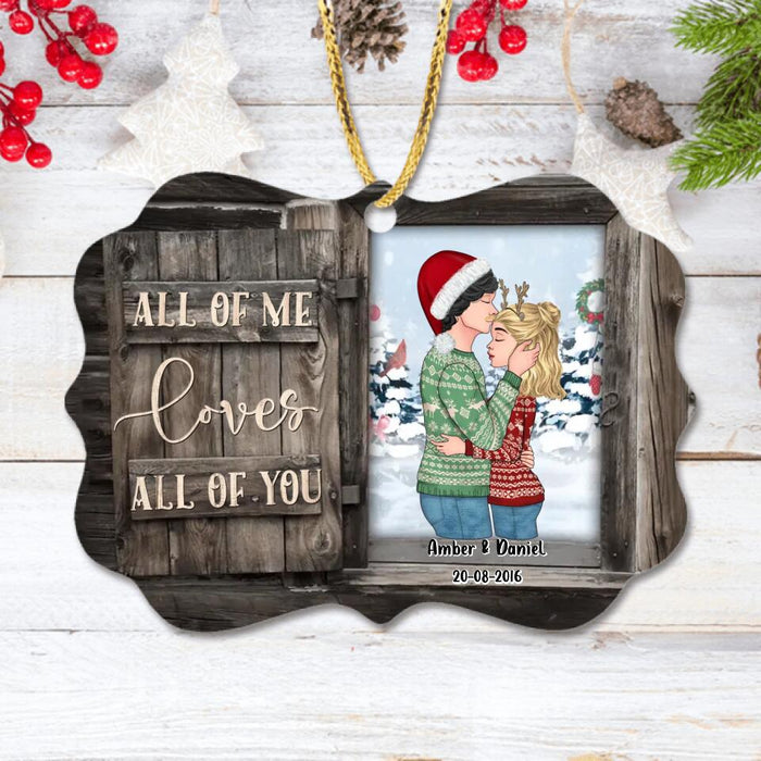 Personalized Christmas Couple Wooden Ornament - Christmas Gift Idea for Couple - All Of Me Loves All  Of You
