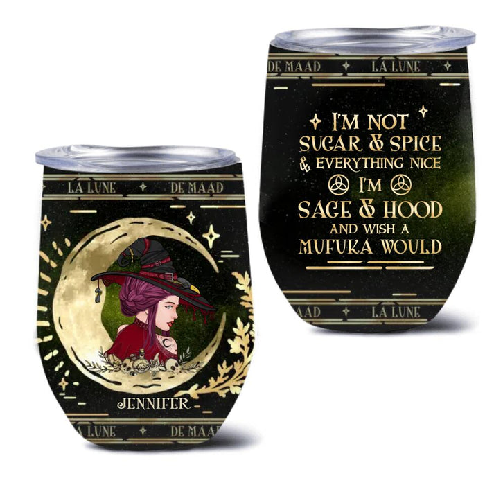 Personalized La Lune Witch Wine Tumbler - Gift Idea For Witch - I'm Not Sugar & Spice & Everything Nice